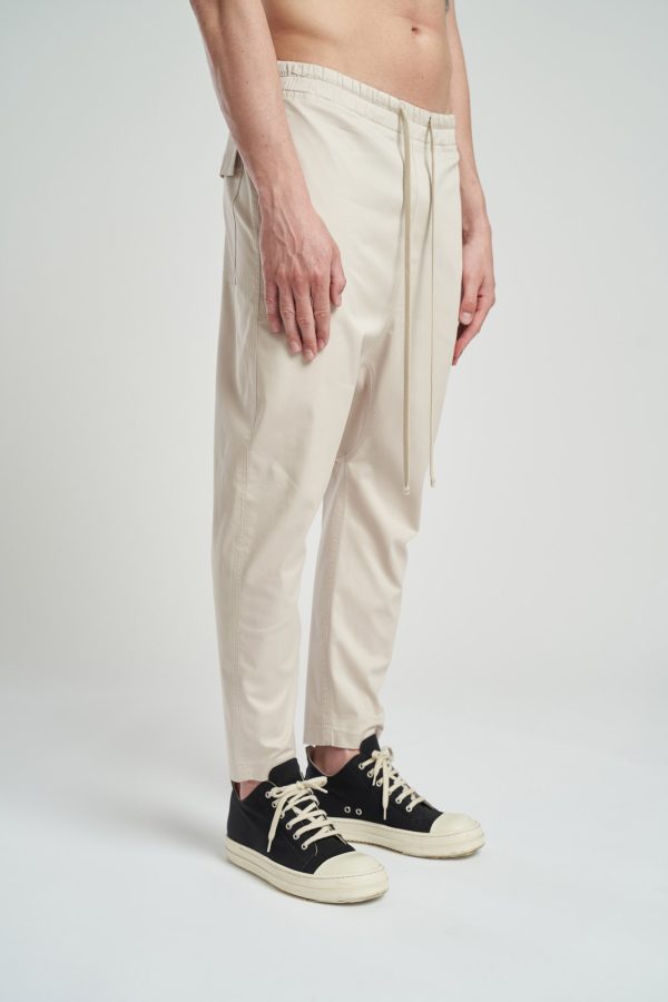Pantalon Nozip fabricat manual din bumbac subtire si de culoare beige