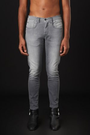 Jeans Grey de culoare gri fabricat manual din material de tip jeans