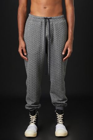 Pantalon Imbottito de culoare gri pentru barbati fabricat manual din bumbac